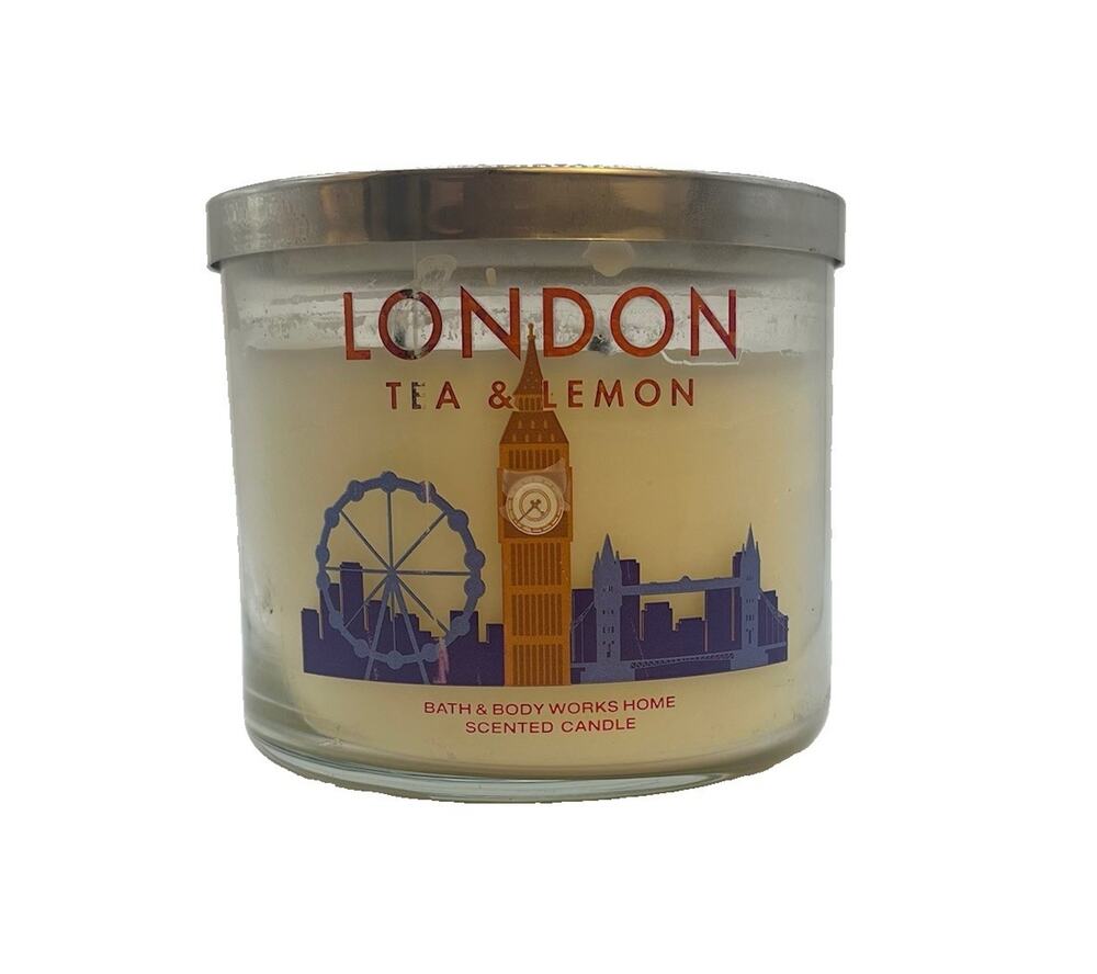 Bath and Body Works London Tea & Lemon 3 Wick Candle 14 oz Jar 95% Full OLD PIC